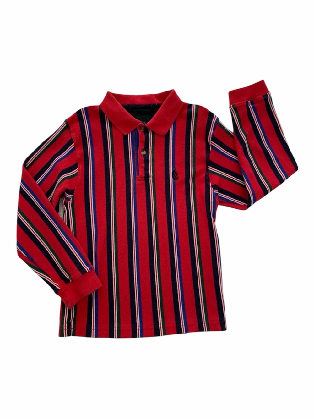 VTG 90’s Striped Polo Shirt Embroidered Sailboat Logo Long Sleeves Red Boys Size